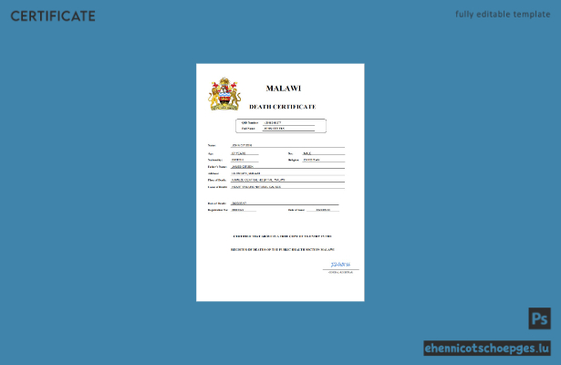 Malawische Personenstandsurkunde (Sterbeurkunde) – Beispiel als Word- und PDF-Datei (Vorschau)